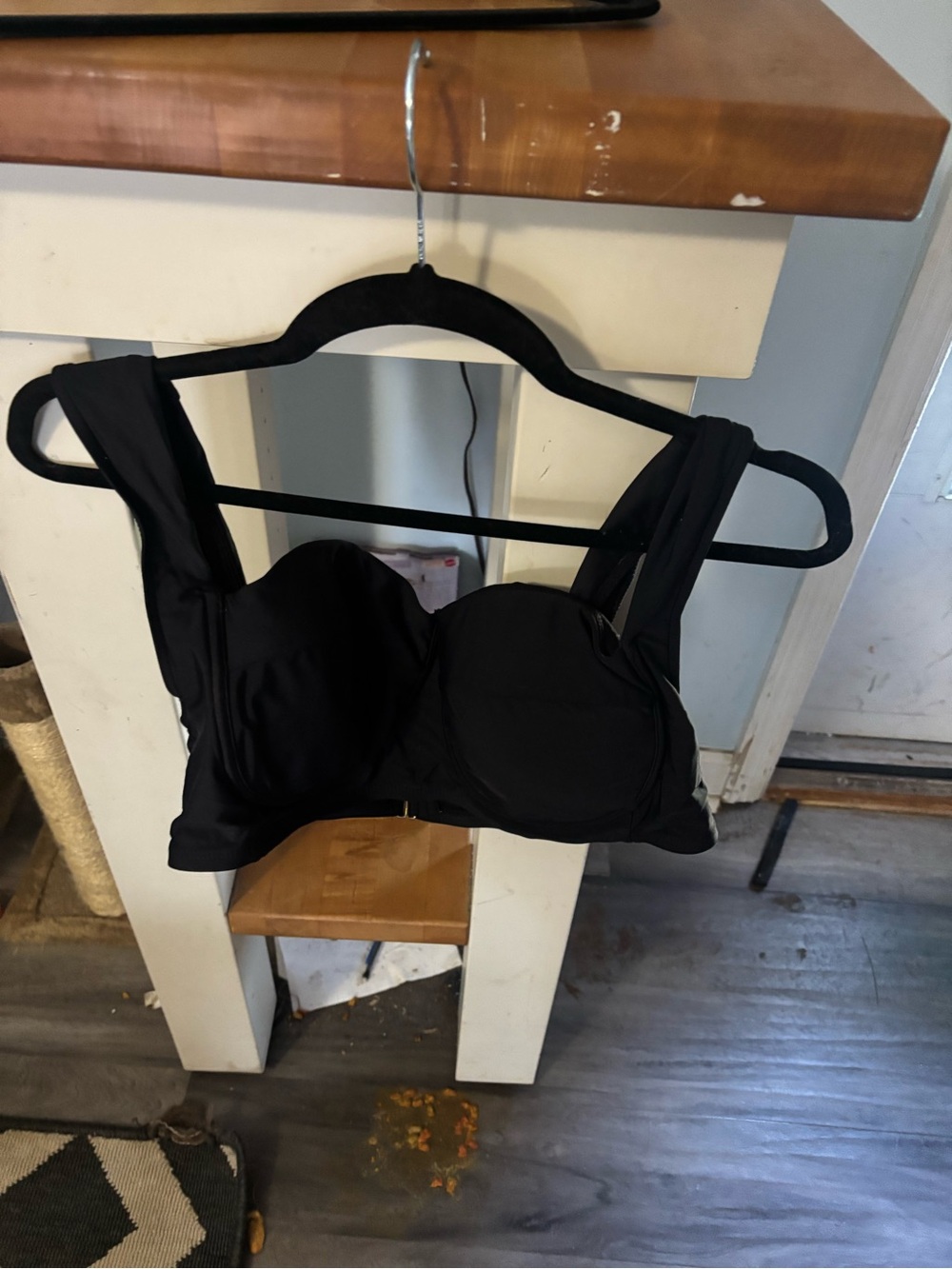 Time and Tru Black Strapless Longline Bikini Top with Wide Bands